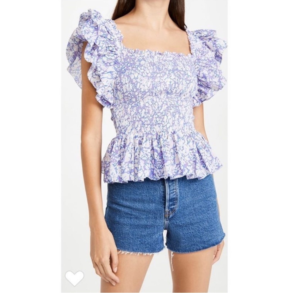 Love the Label Smocked Ruffle Square Neck Top